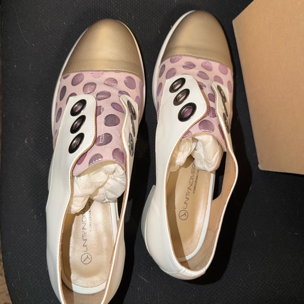 Unity in Diversity Gold, White & Pink Women's Shoes